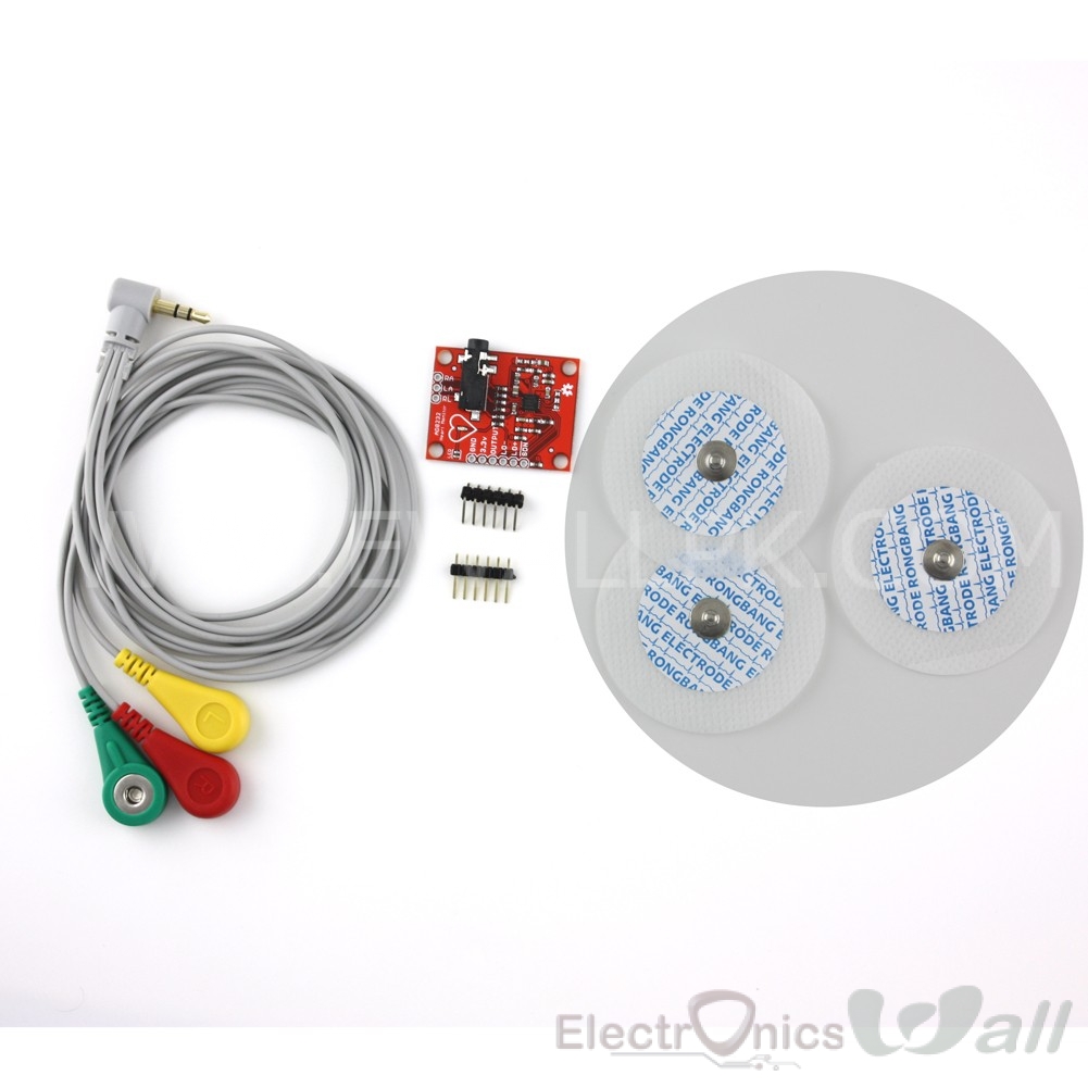 Ewall ECG Heart Rate Monitor with Electrode and Prob AD8232