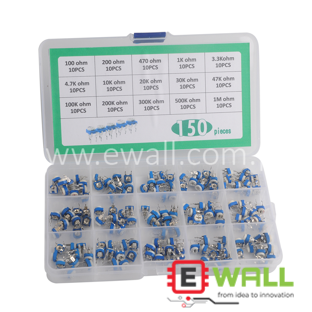RM065 Potentiometer Kit 15 Values 150PCS 100R-1M