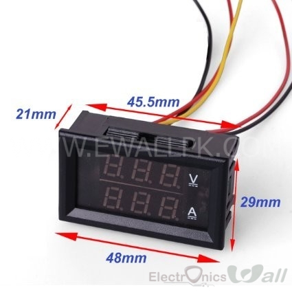 (0V -200V/ 50A-100A) Volt and Ampere Meter Red and Blue Display YB27VA
